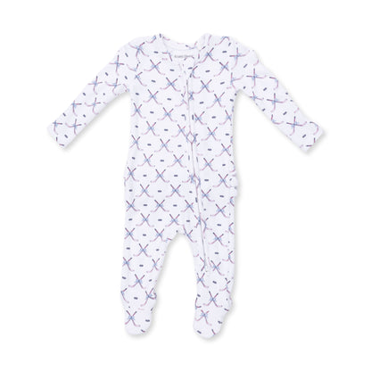 Simple Hockey Pink - 2 Way Ruffle Back Zipper Footie