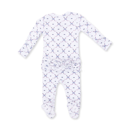 Simple Hockey Pink - 2 Way Ruffle Back Zipper Footie