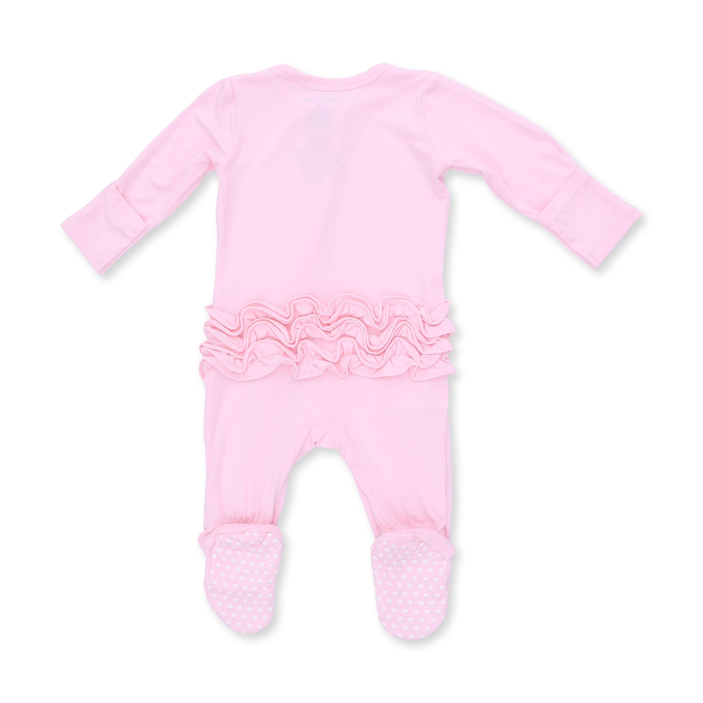 Solid Pink A Boo - 2 Way Ruffle Back Zipper Footie