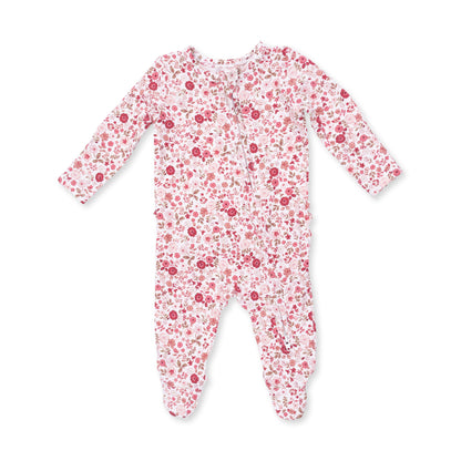 Serene Floral - 2 Way Ruffle Back Zipper Footie