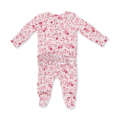 Serene Floral - 2 Way Ruffle Back Zipper Footie