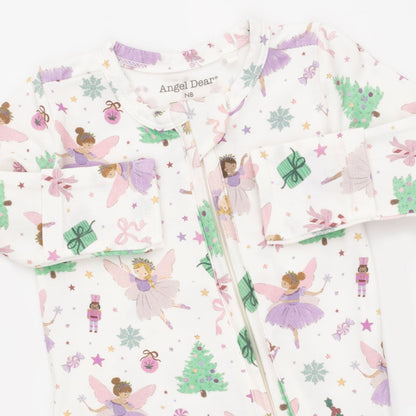 Sugar Plum Fairies - 2 Way Ruffle Back Zipper Footie