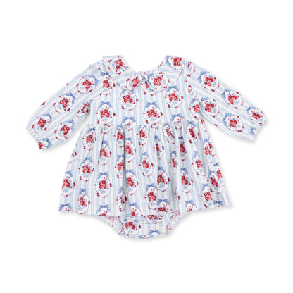Beverly Cameo Stripe - Long Sleeve Bubble with Peter Pan Collar and Skirt