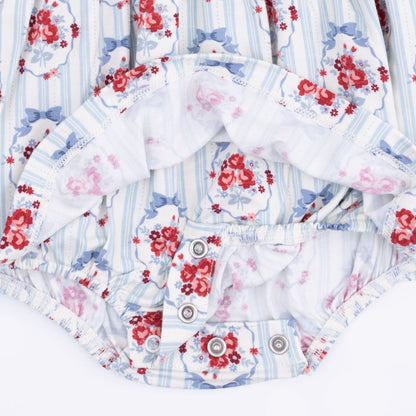 Beverly Cameo Stripe - Long Sleeve Bubble with Peter Pan Collar and Skirt