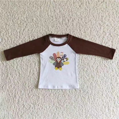 Sibling Baby Boys Girls Turkey Checked Stripe Thanksgiving Tee Shirts Top