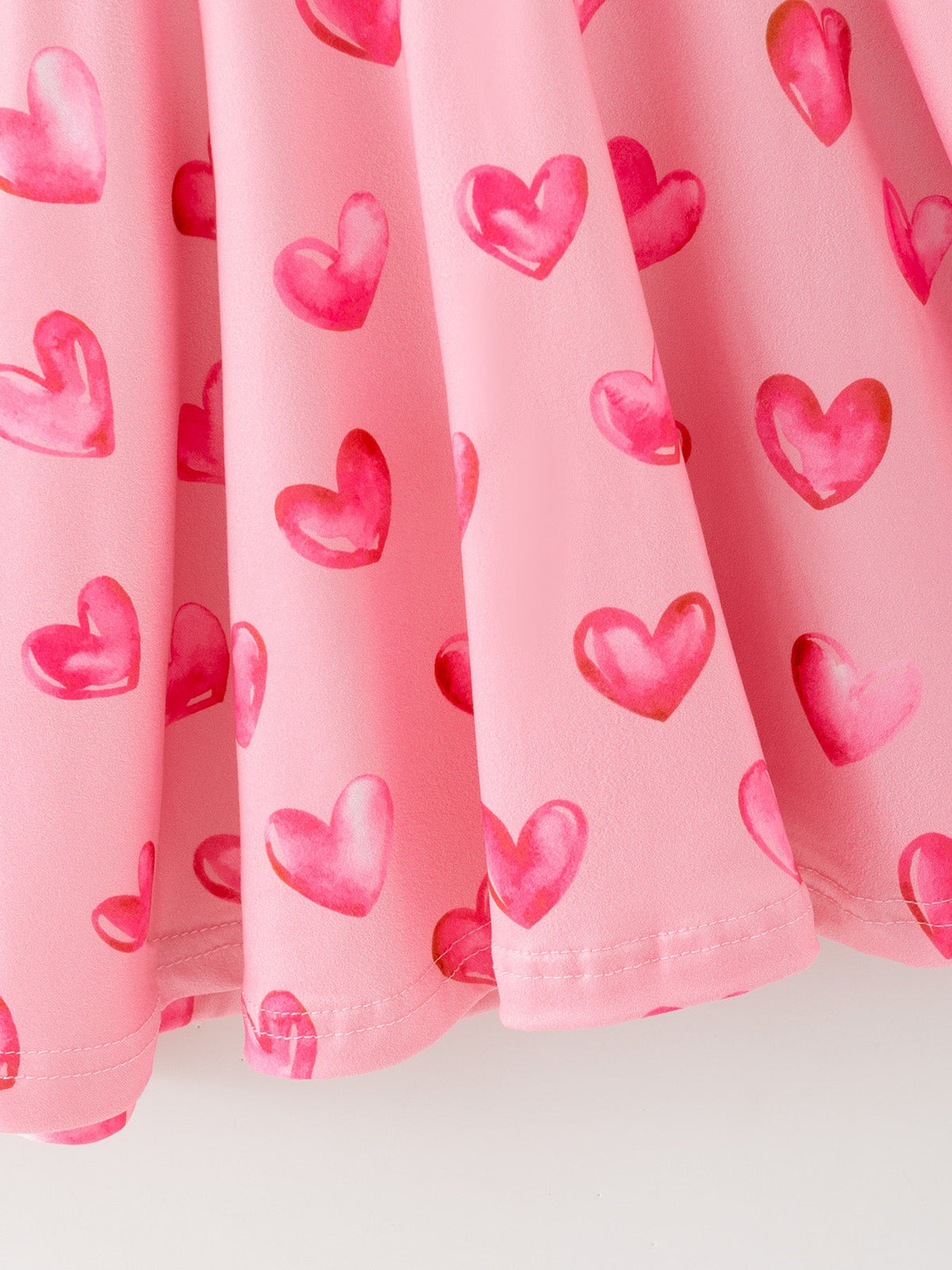 Girls Valentine Party Dress – Pink Heart Print Long Sleeve