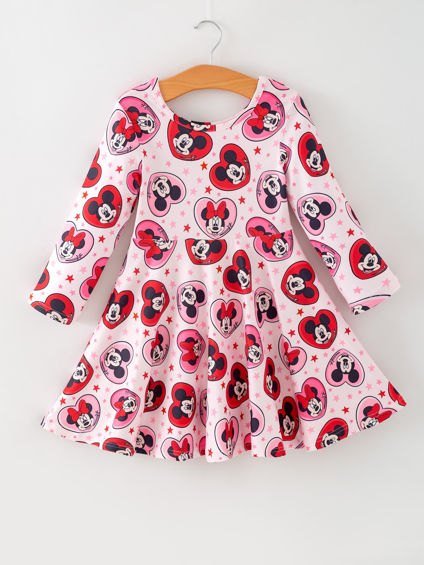 Valentine's Day Girls Long Sleeve Dress – Pink Character Heart Outfit