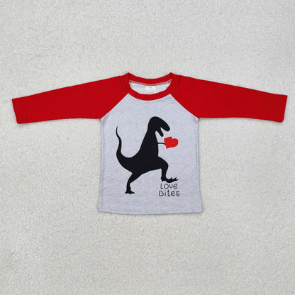Sibling Baby Boys Girls Hearts Dinosaurs XOXO Valentine Tee Shirts Top