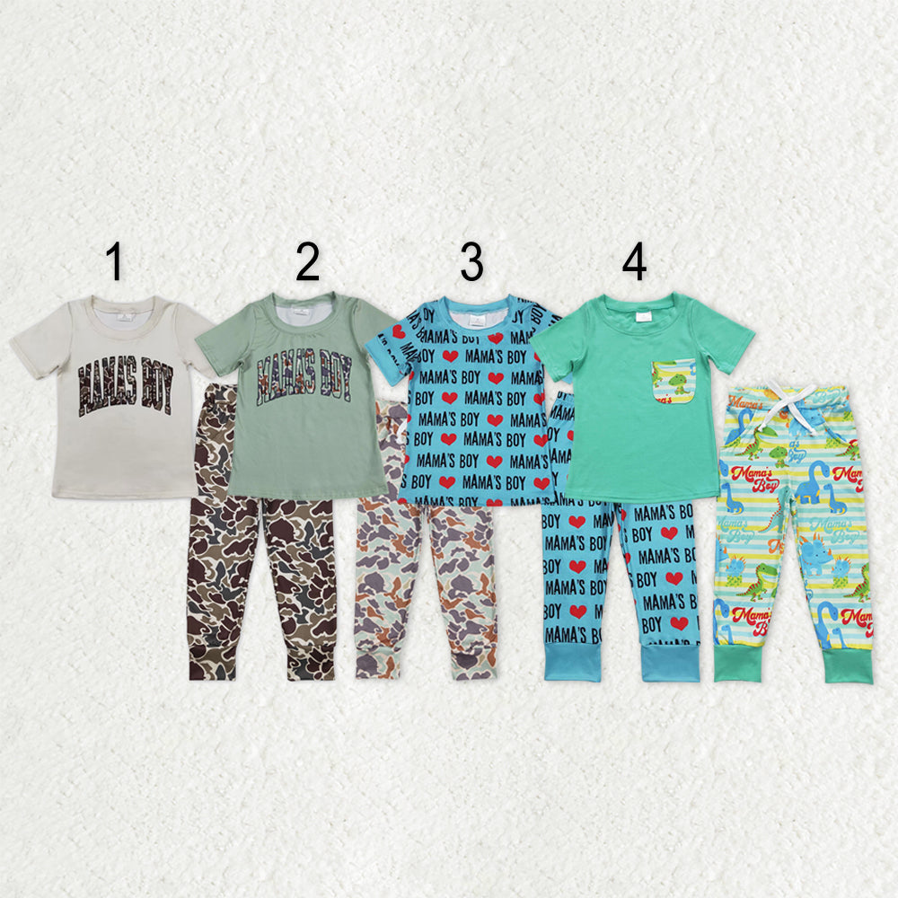 Sibling Baby Boys Short Sleeve Mama's Boy Top Legging Pants Pajamas Clothes Sets