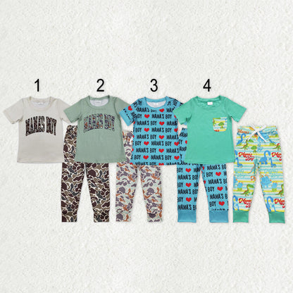 Sibling Baby Boys Short Sleeve Mama's Boy Top Legging Pants Pajamas Clothes Sets