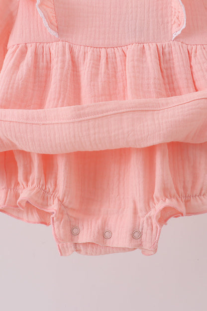 Premium pink ruffle muslin bubble