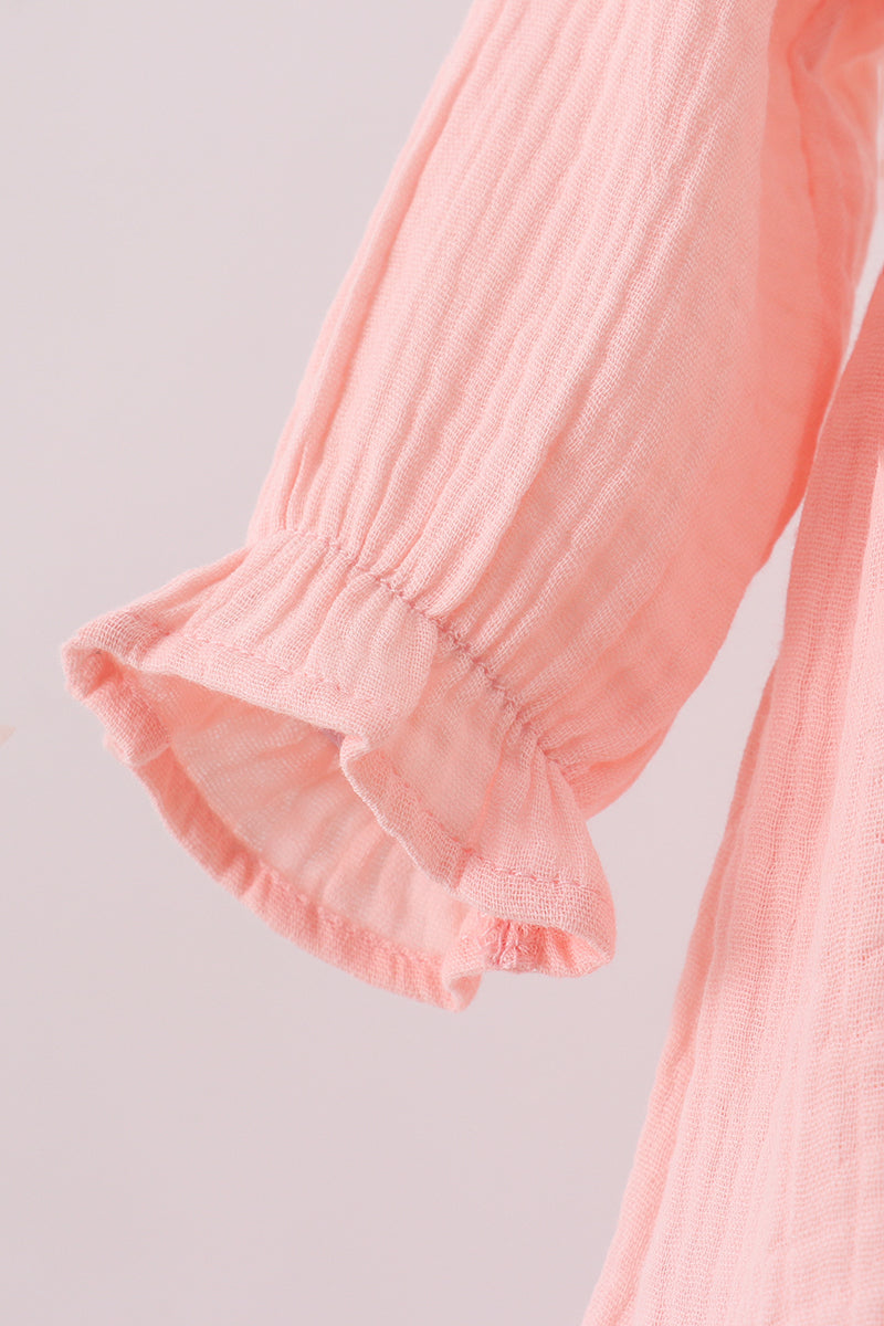 Premium pink ruffle muslin bubble