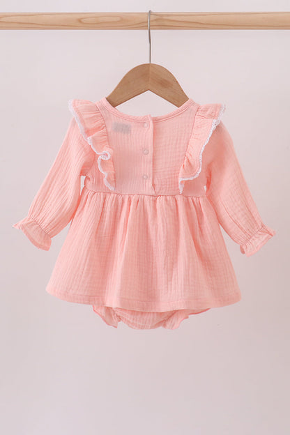 Premium pink ruffle muslin bubble