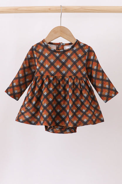 Premium brown plaid muslin bubble