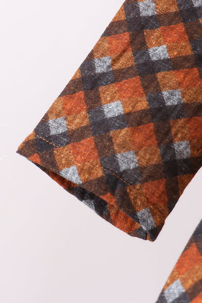 Premium brown plaid muslin dress