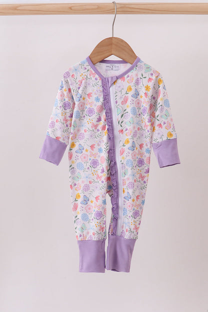 Premium butterfly garden bamboo romper