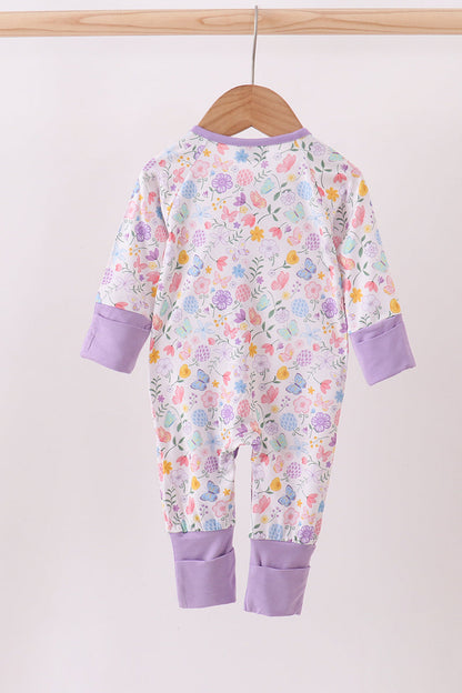 Premium butterfly garden bamboo romper