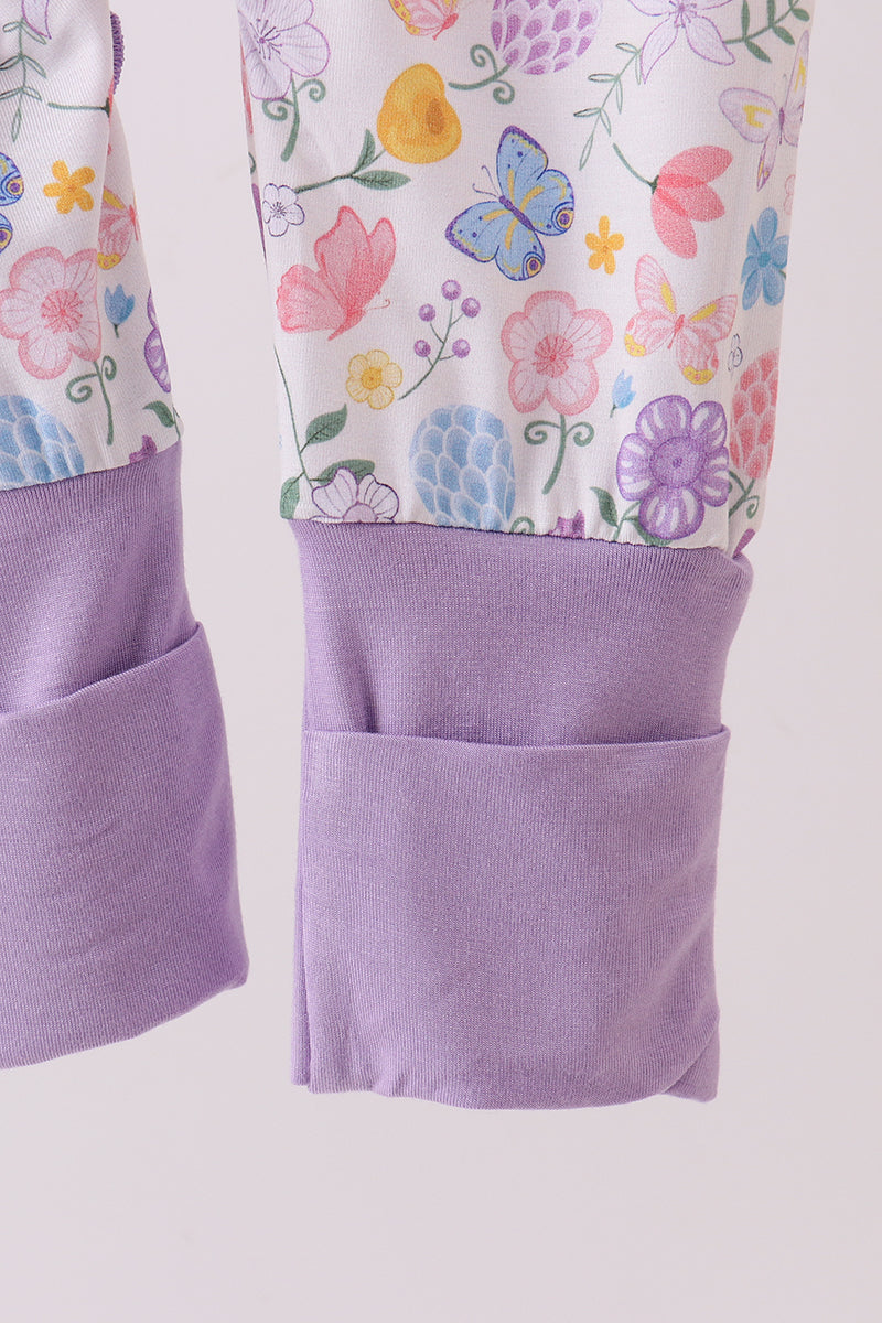 Premium butterfly garden bamboo romper