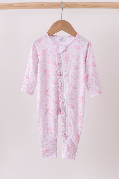 Premium pink boots bamboo romper