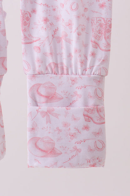 Premium pink boots bamboo romper