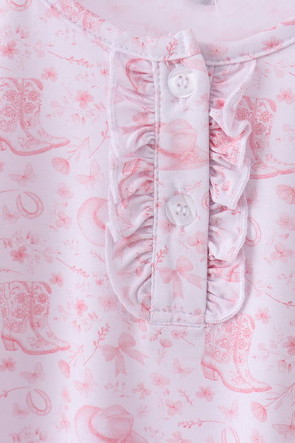 Premium pink boots bamboo pants set