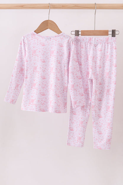 Premium pink boots bamboo pants set