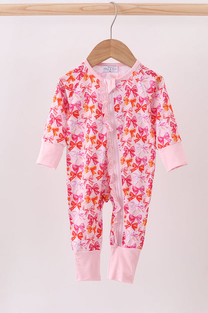 Premium berry blossom bows ruffle bamboo romper
