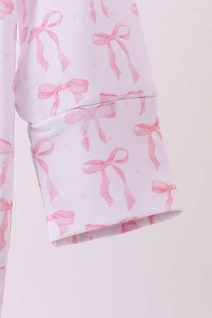 Premium tiny bow delight ruffle bamboo romper