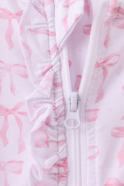 Premium tiny bow delight ruffle bamboo romper