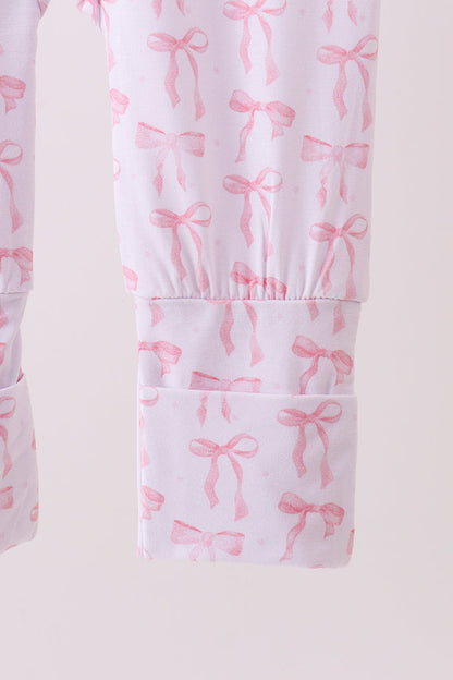 Premium tiny bow delight ruffle bamboo romper