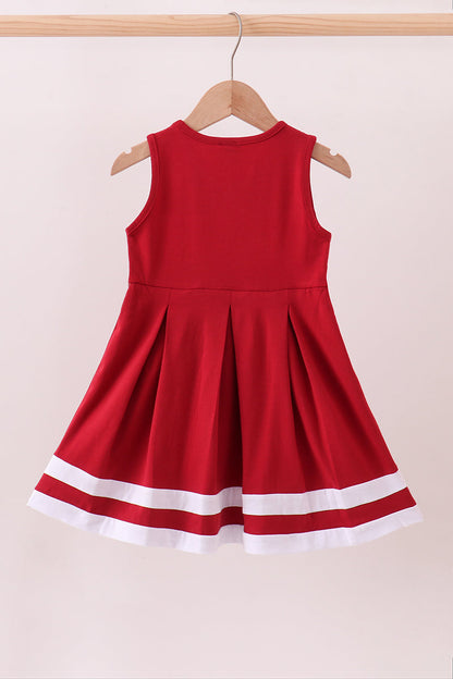 Premium Maroon Alabama embroidery ruffle dress