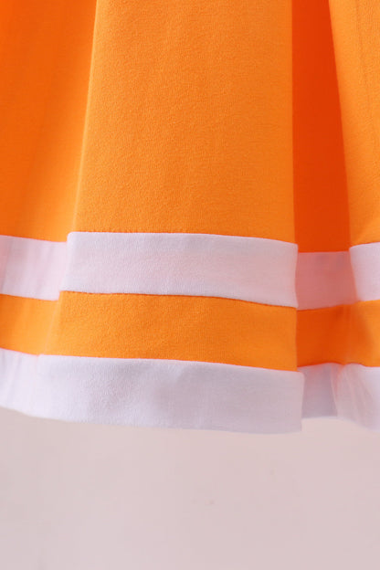 Premium Orange Tennessee Go Team embroidery ruffle dress