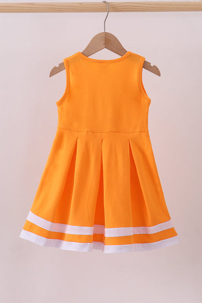 Premium Orange Tennessee Go Team embroidery ruffle dress