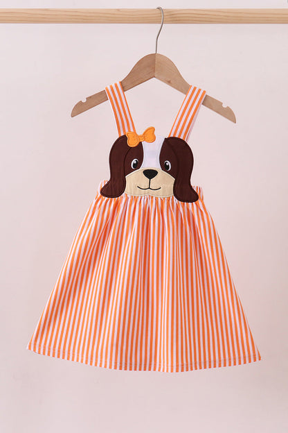 Premium orange Tennessee puppy applique dress