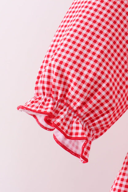 Premium Red Georgia bulldog embroidery ruffle pants set