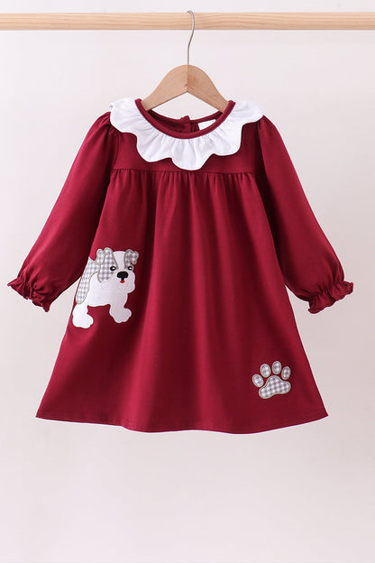 Premium Maroon Georgia bulldog applique dress
