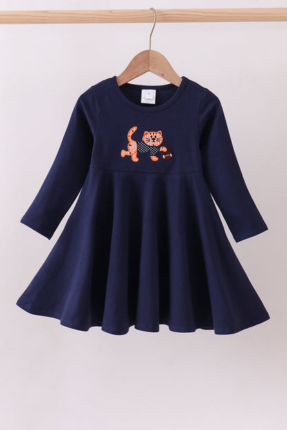 Premium Navy Auburn  tiger applique dress