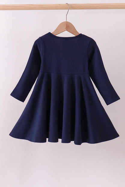 Premium Navy Auburn  tiger applique dress