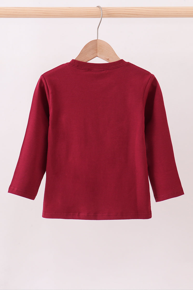 Premium Maroon Georgia bulldog applique top