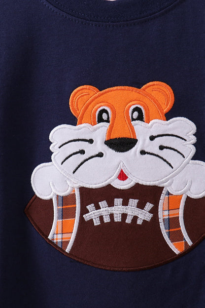 Premium Navy Auburn tiger applique top