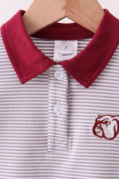 Premium Maroon Mississippi stripe bulldog embroidery pants set