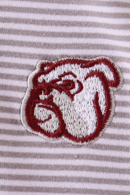 Premium Maroon Mississippi bulldog embroidery romper