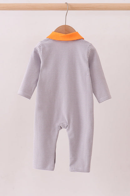 Premium Gray Tennessee Puppy embroidery stripe romper