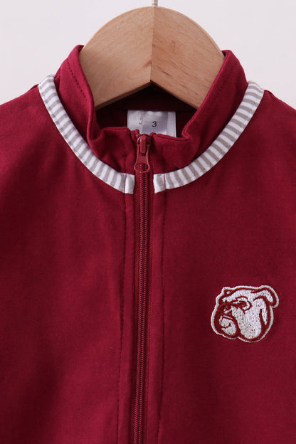 Premium Maroon Mississippi bulldog embroidery vest