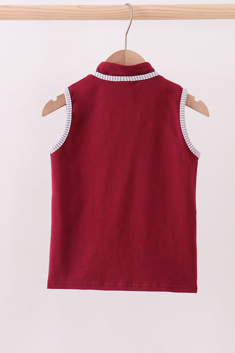 Premium Maroon Mississippi bulldog embroidery vest