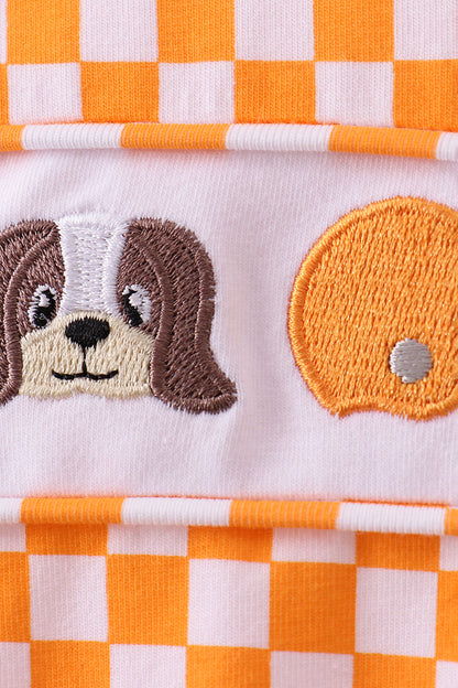 Orange Tennessee puppy embroidery checkered bubble
