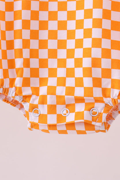 Orange Tennessee puppy bow embroidery checkered bubble