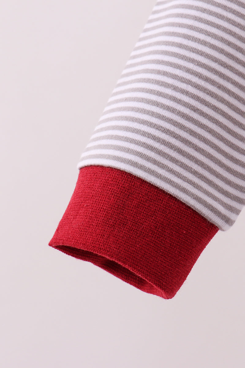 Premium Gray Alabama stripe elephant embroidery dress