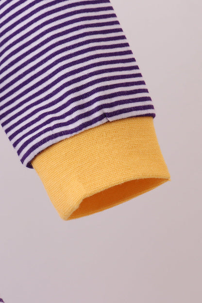 Premium Purple LSU stripe tiger embroidery dress