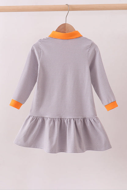 Premium Orange Tennessee stripe puppy embroidery dress